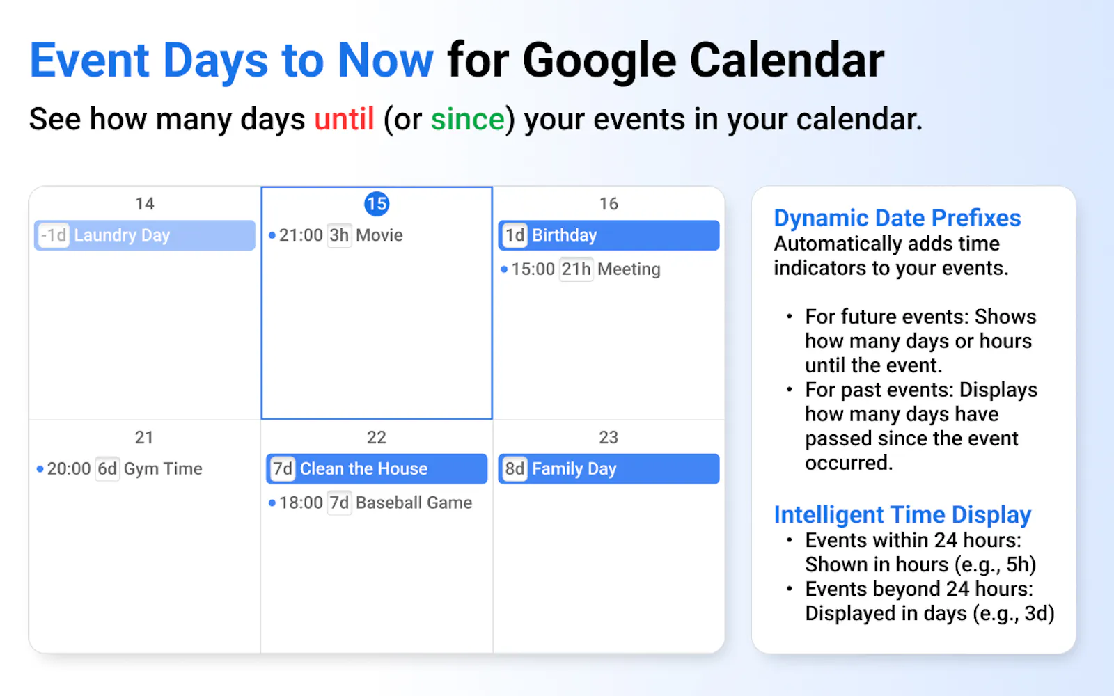 Event Days to Now for Google Calendar screenshot 2