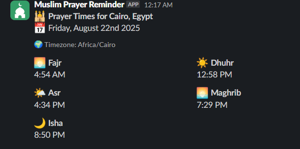 Muslim Prayer Reminder for Slack gallery image