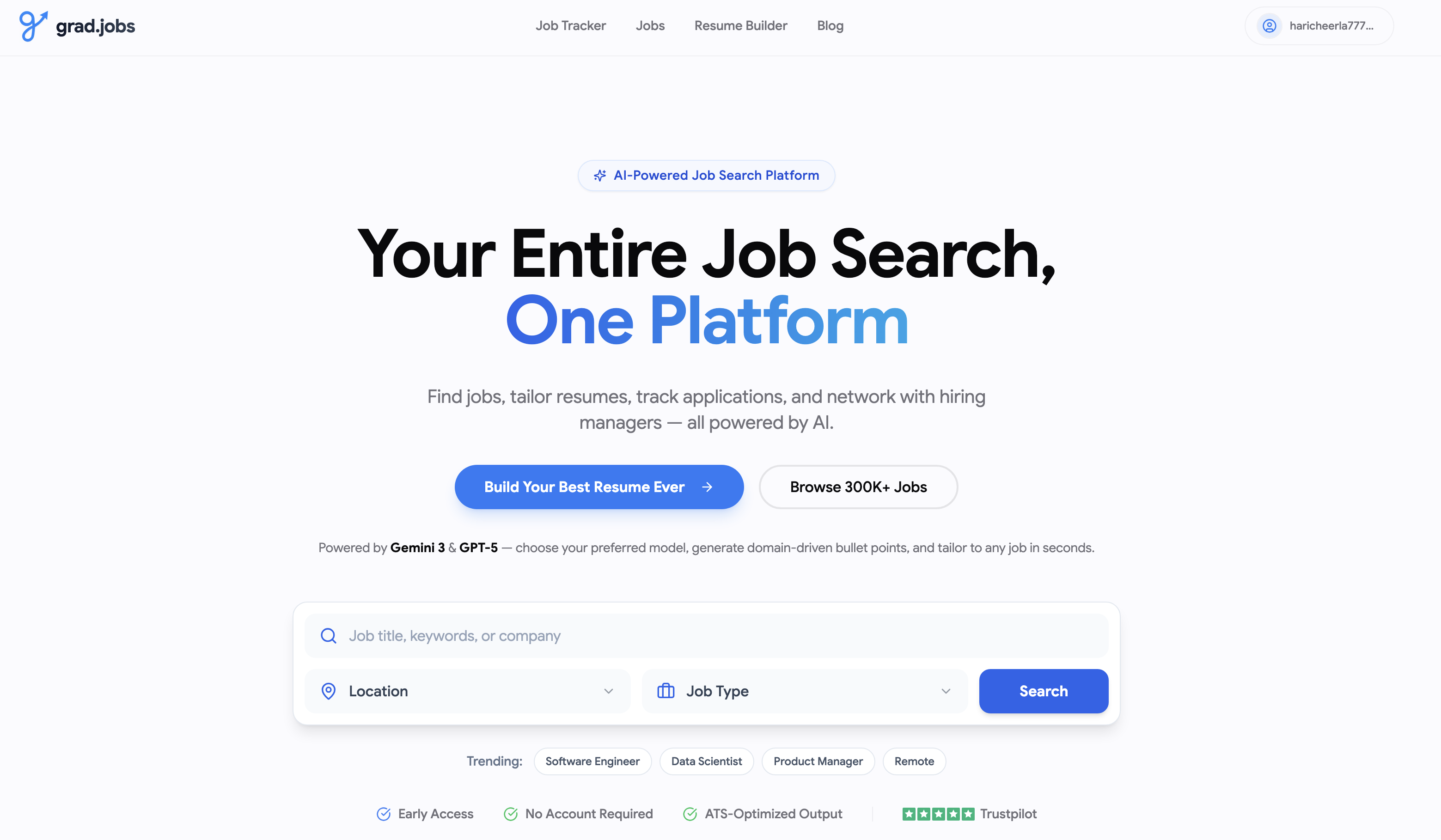 grad.jobs - Main product screenshot demonstrating key features and user interface
