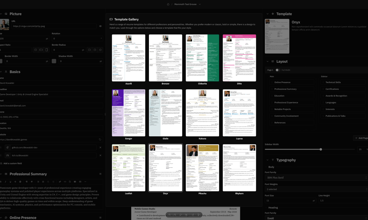 Reactive Resume v5 gallery image