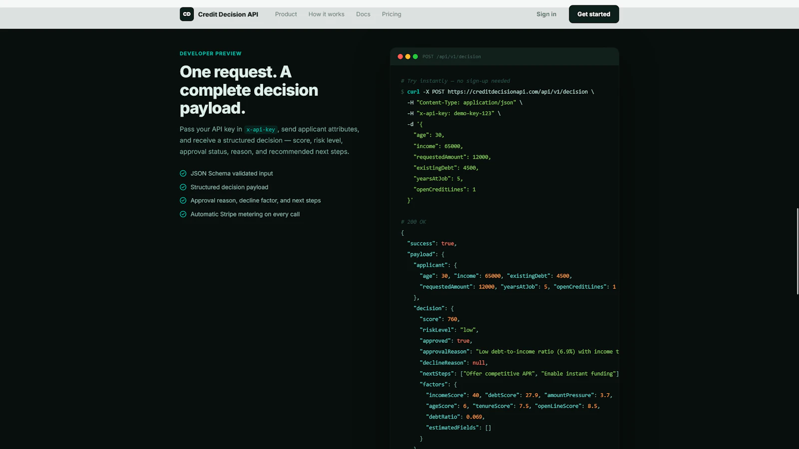 Credit Decision API screenshot 4