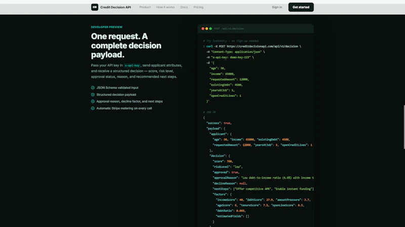 Credit Decision API screenshot 4