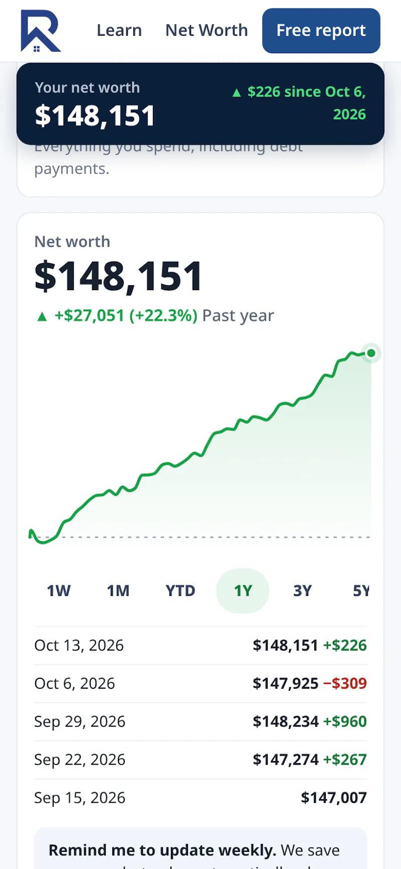 ROW Net Worth Analyzer screenshot 1