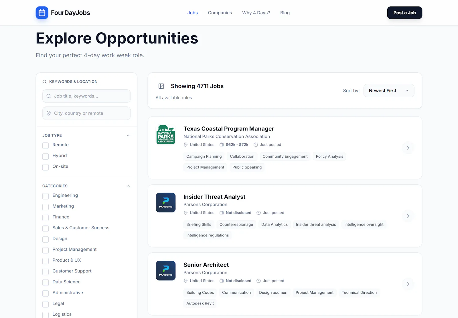 FourDayJobs screenshot 2