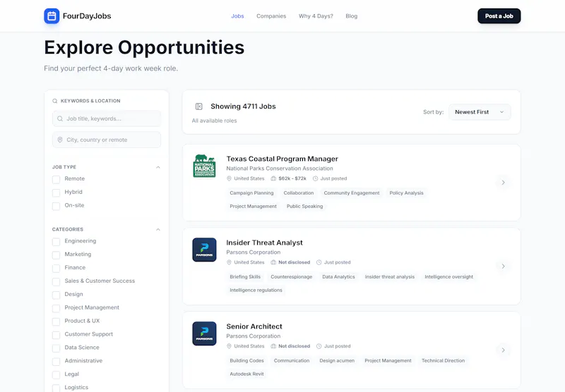 FourDayJobs screenshot 2