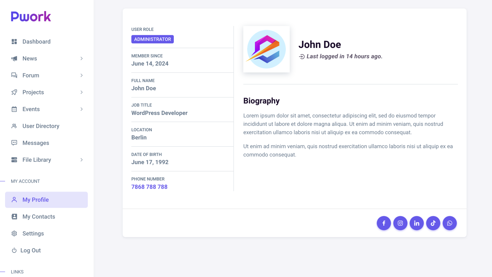 Pwork - Intranet for WordPress gallery image