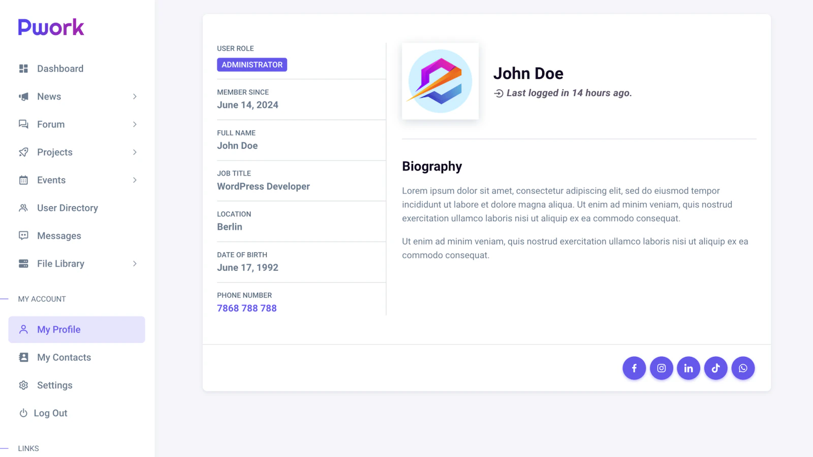 Pwork - Intranet for WordPress screenshot 8
