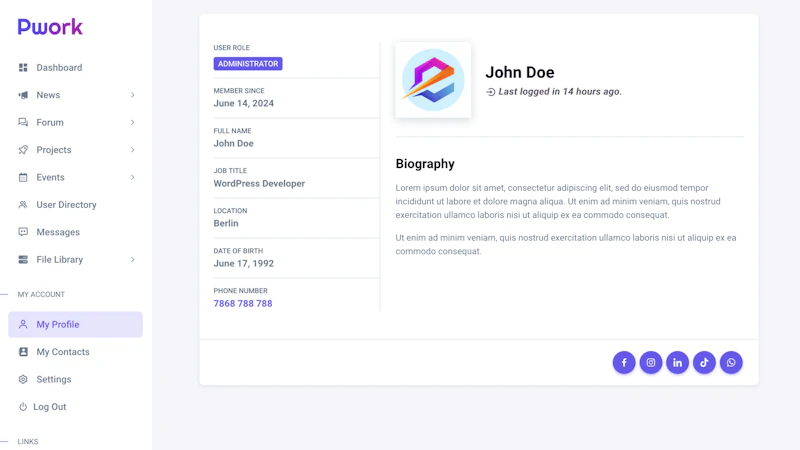 Pwork - Intranet for WordPress screenshot 8