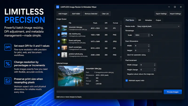 LIMITLESS Image Resizer & Metadata Wiper screenshot 5