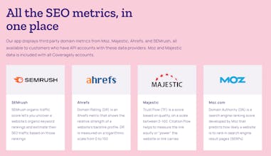 A display of data sources for curated SEO and Digital PR analytics