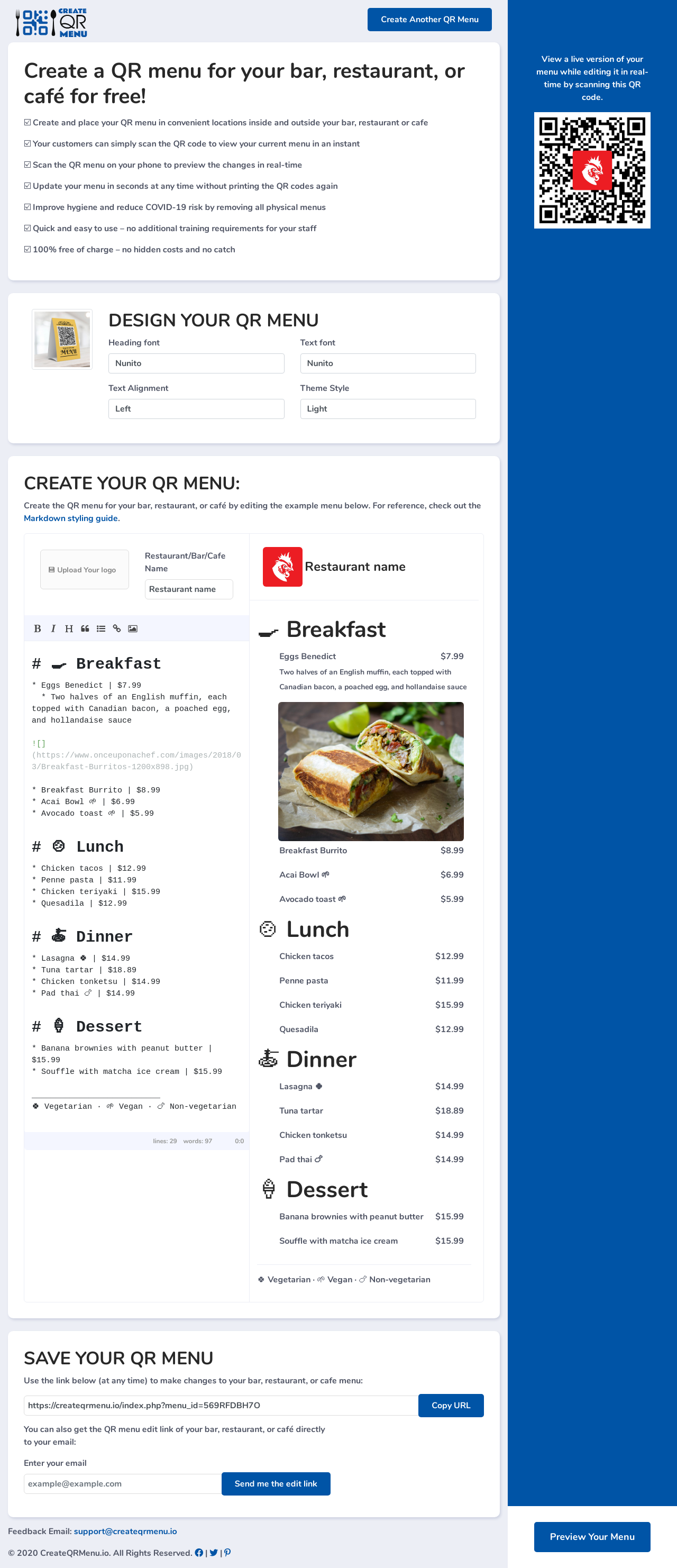 Create QR Menu gallery image