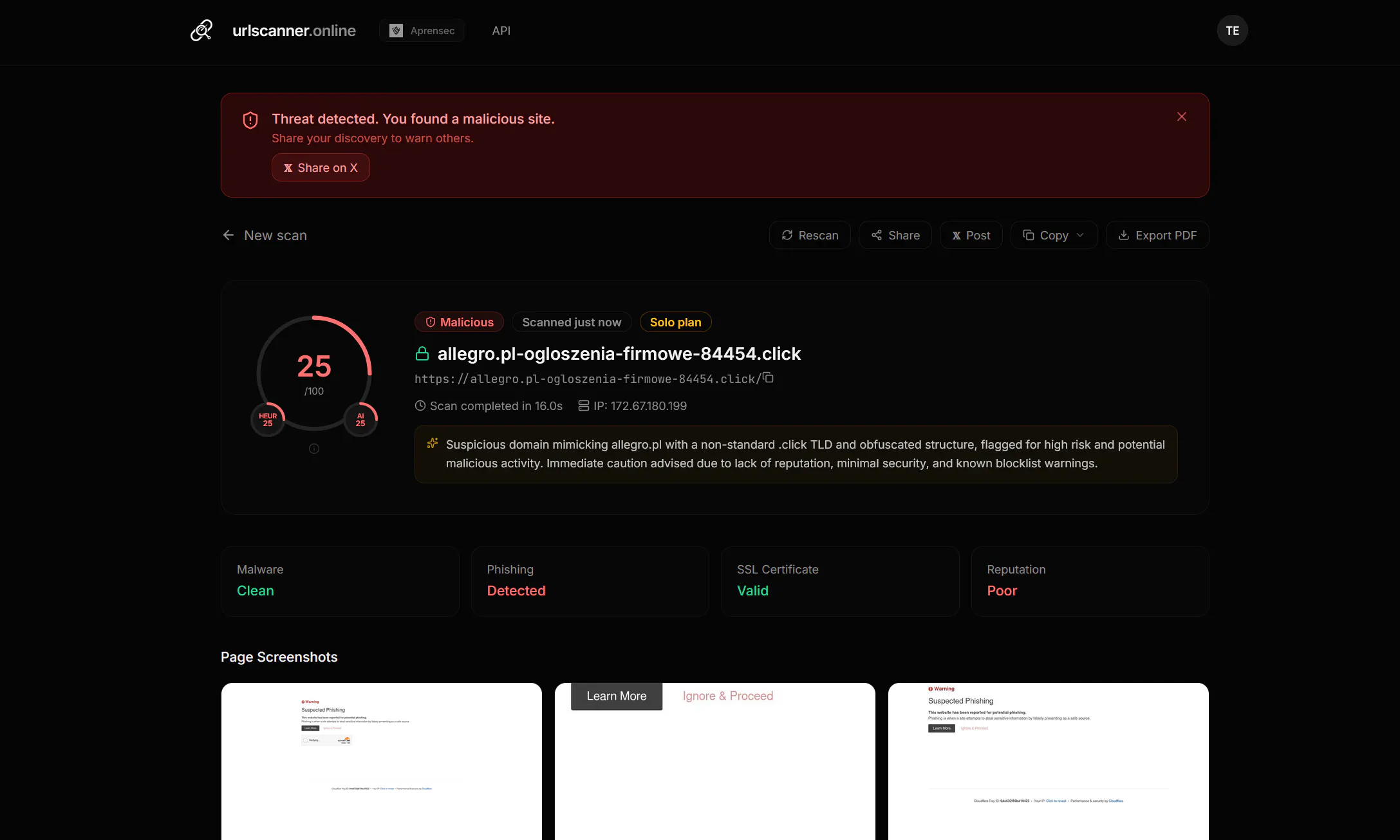 URL Scanner Online (Aprensec) product banner