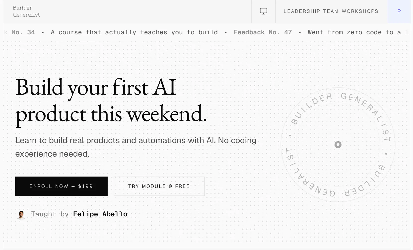 The Builder Generalist Program product banner