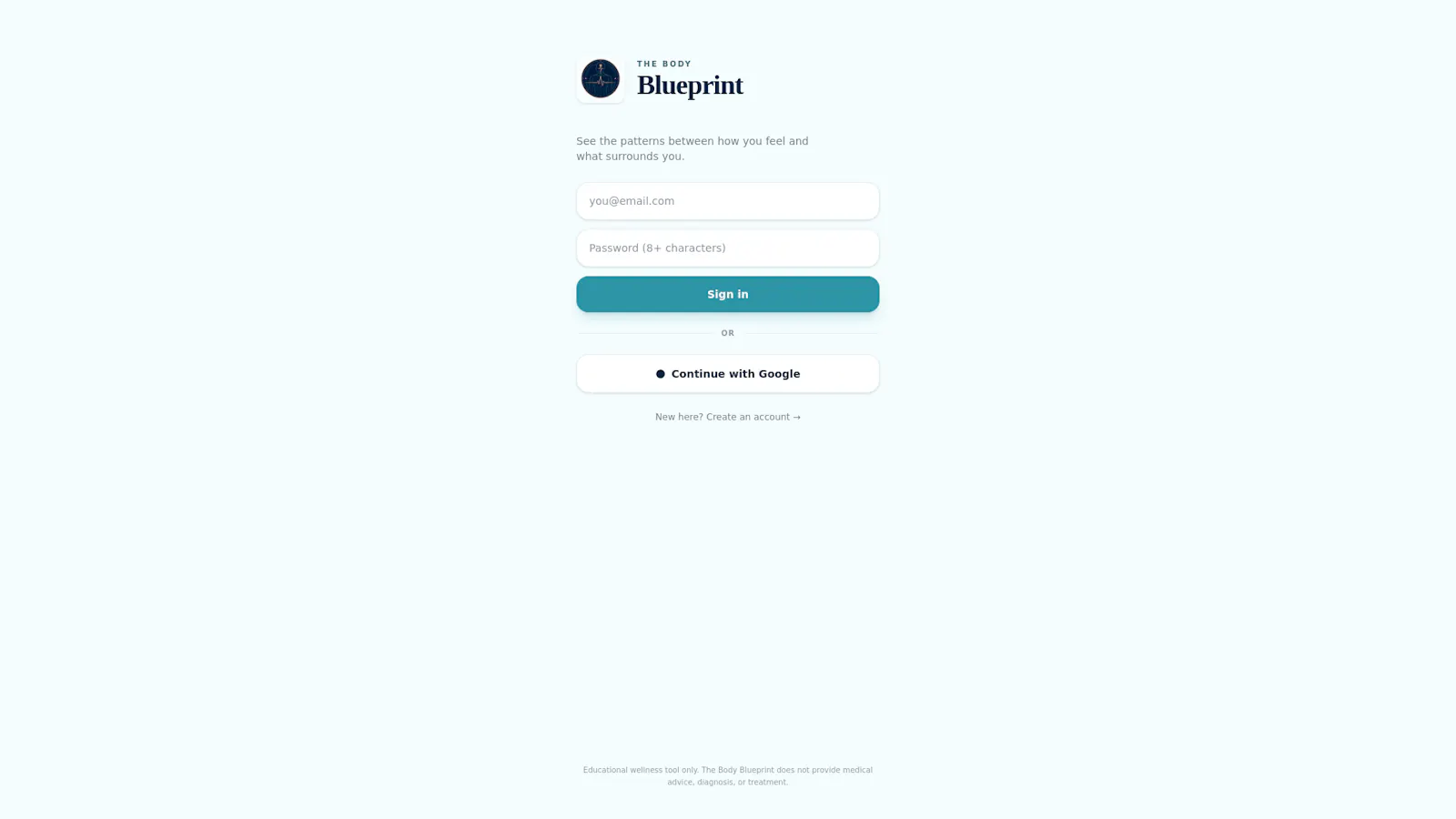 Dashboard — The Body Blueprint screenshot 1