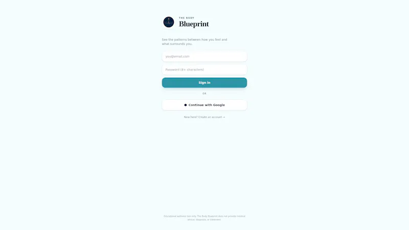 Dashboard — The Body Blueprint screenshot 1