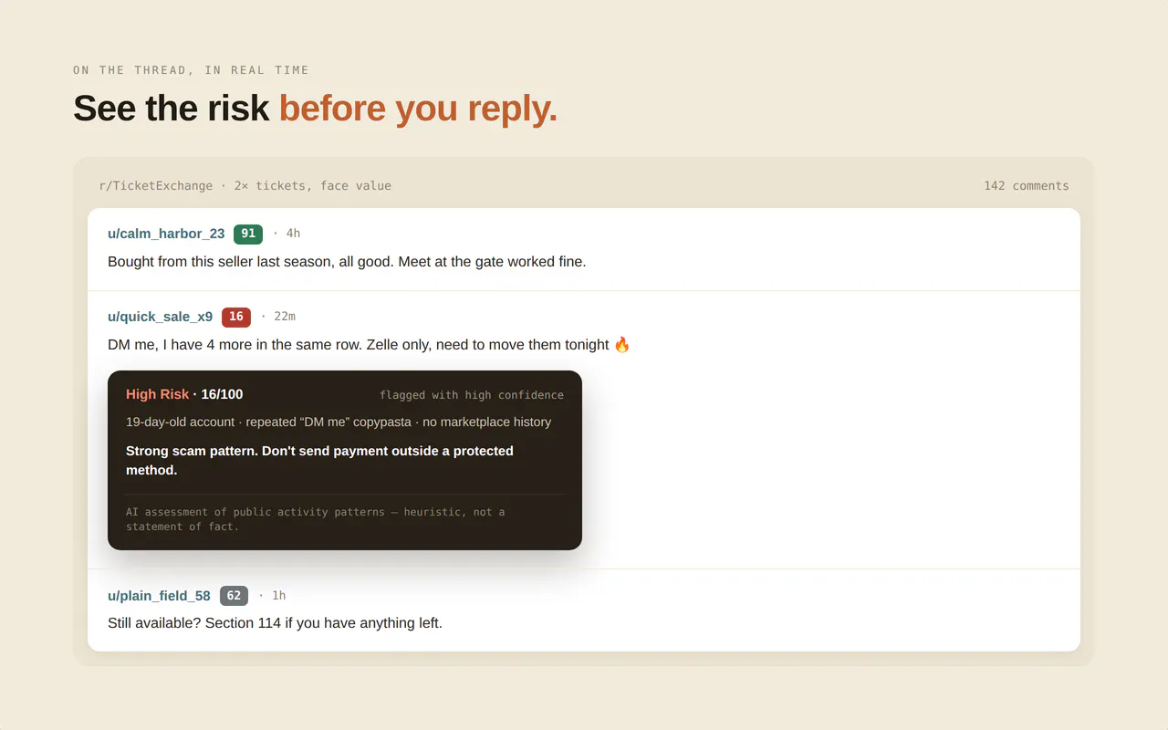Vetall: Reddit Trust & Scam Checker gallery image