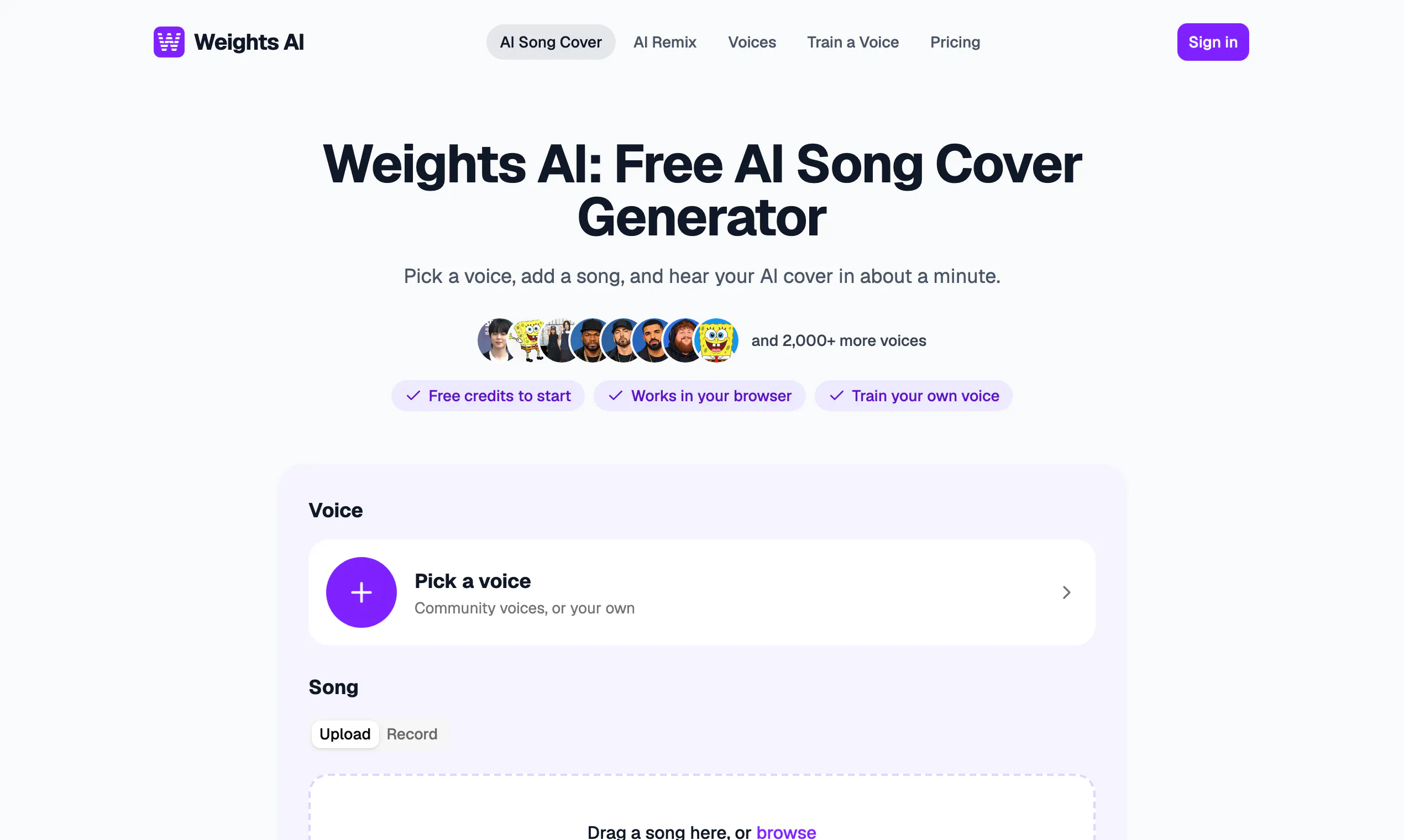 Weights AI: AI Song Cover Generator gallery image