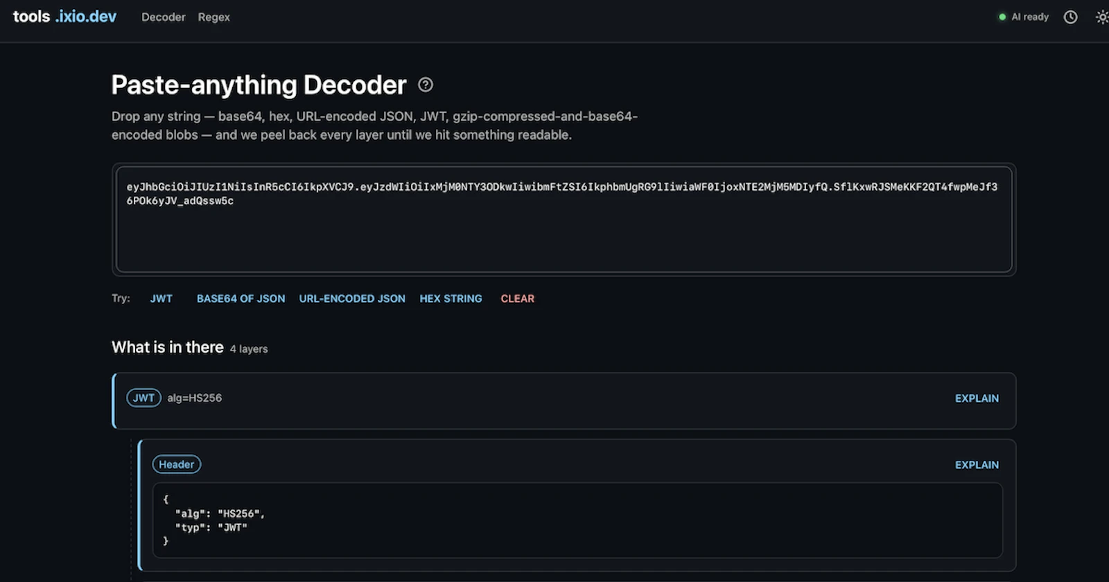 tools.ixio.dev screenshot 1