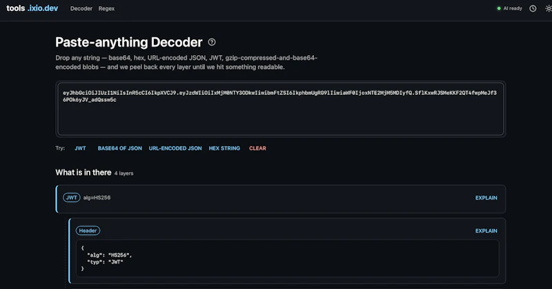 tools.ixio.dev screenshot 1