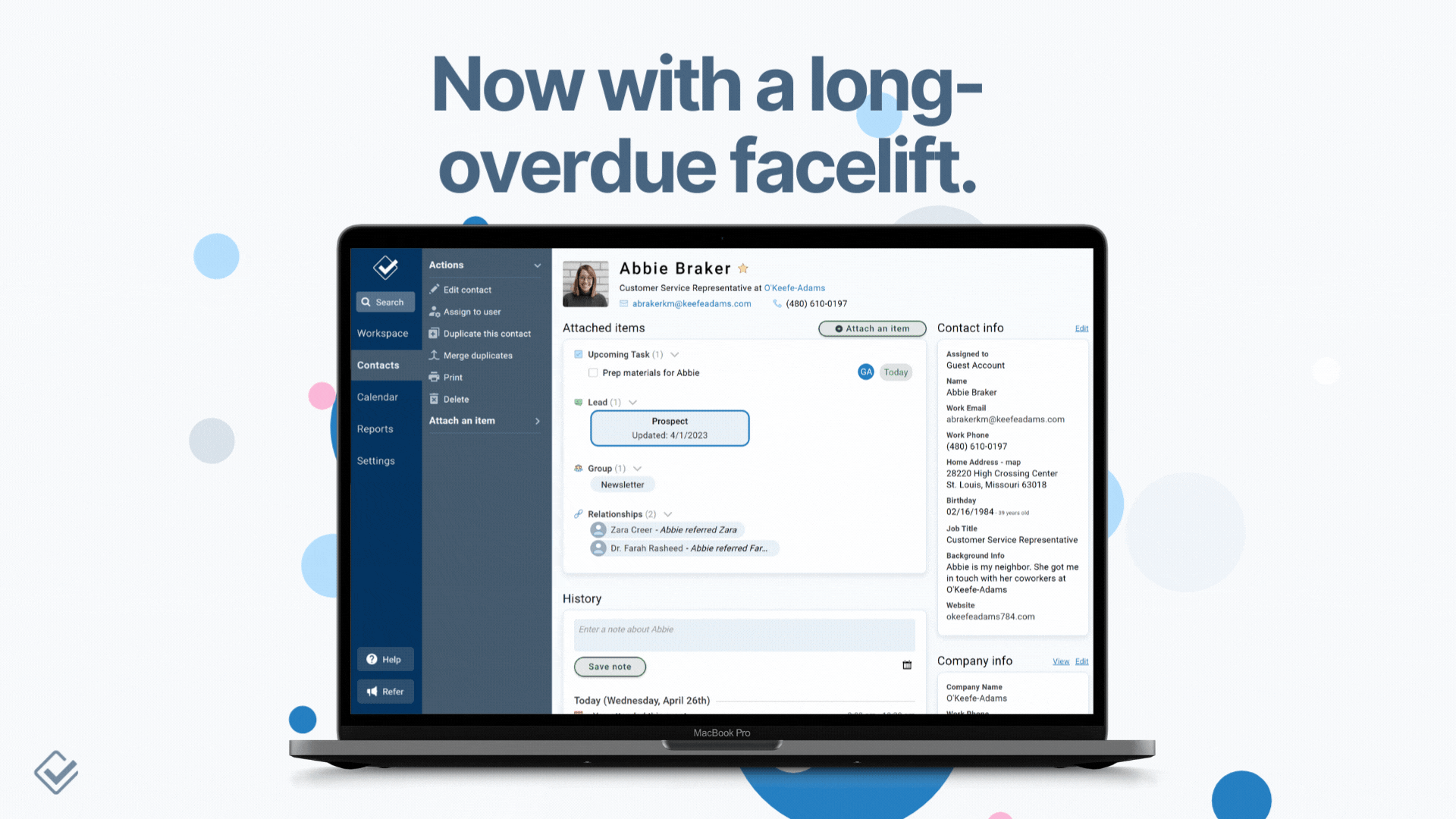 Meno fastidioso CRM - Contatta Manager per le piccole imprese, ora con un nuovo design media 2