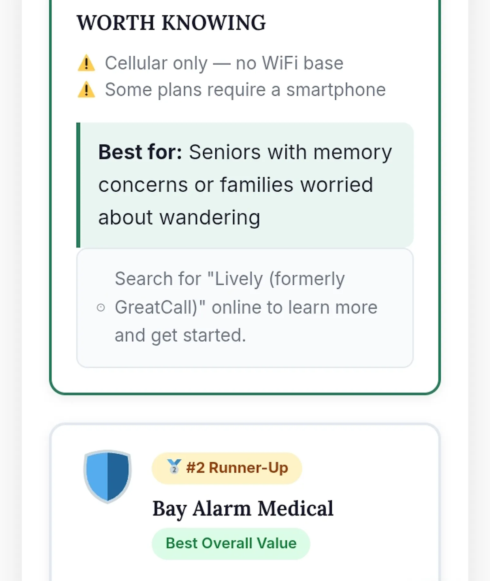 Medical Alert System Comparison Tool screenshot 2