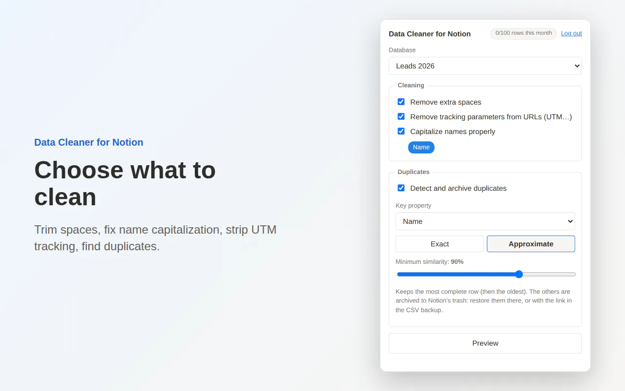 Data Cleaner for Notion gallery image