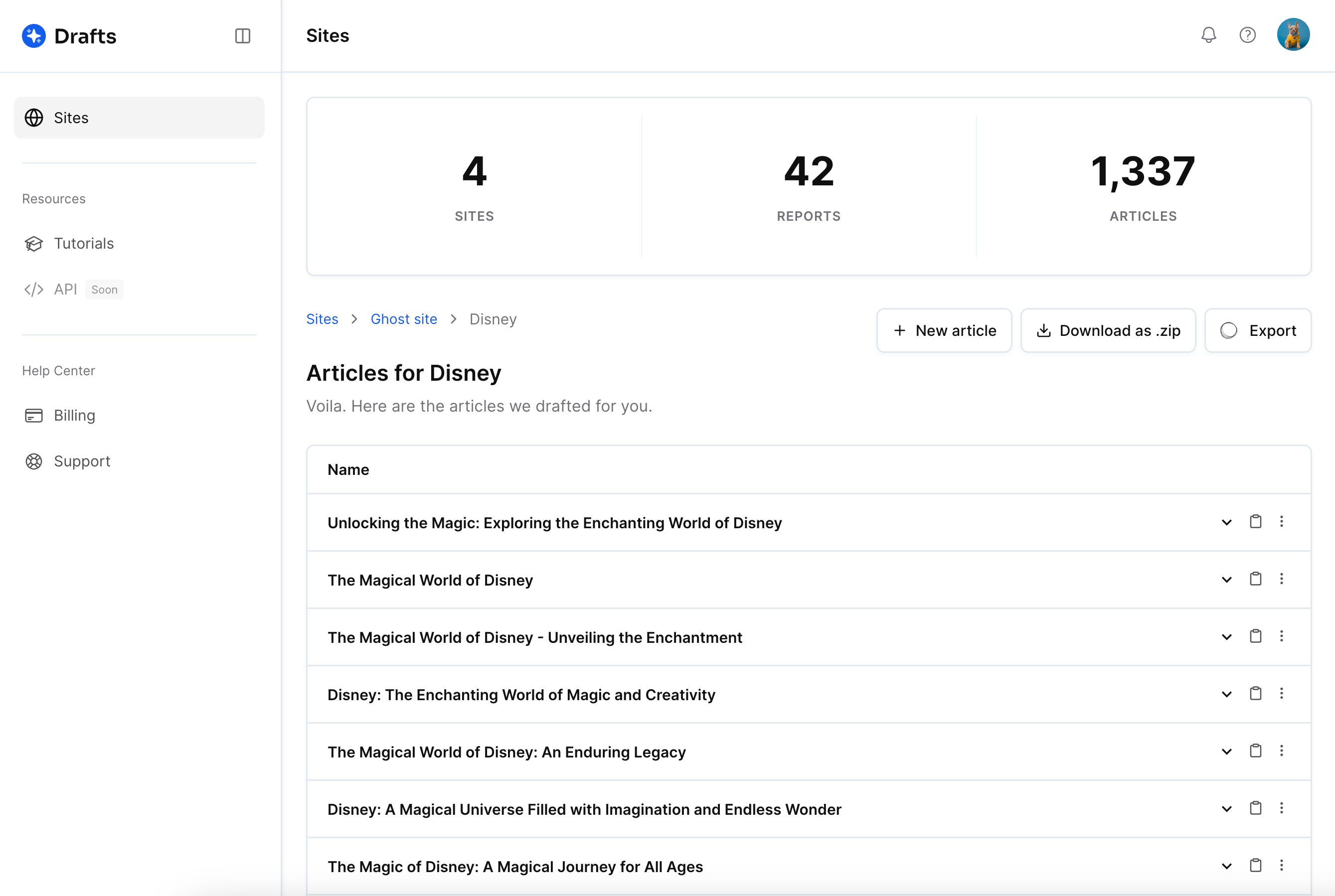 Draft AI - Schrijf en publiceer honderden SEO -geoptimaliseerde concepten in seconden media 5
