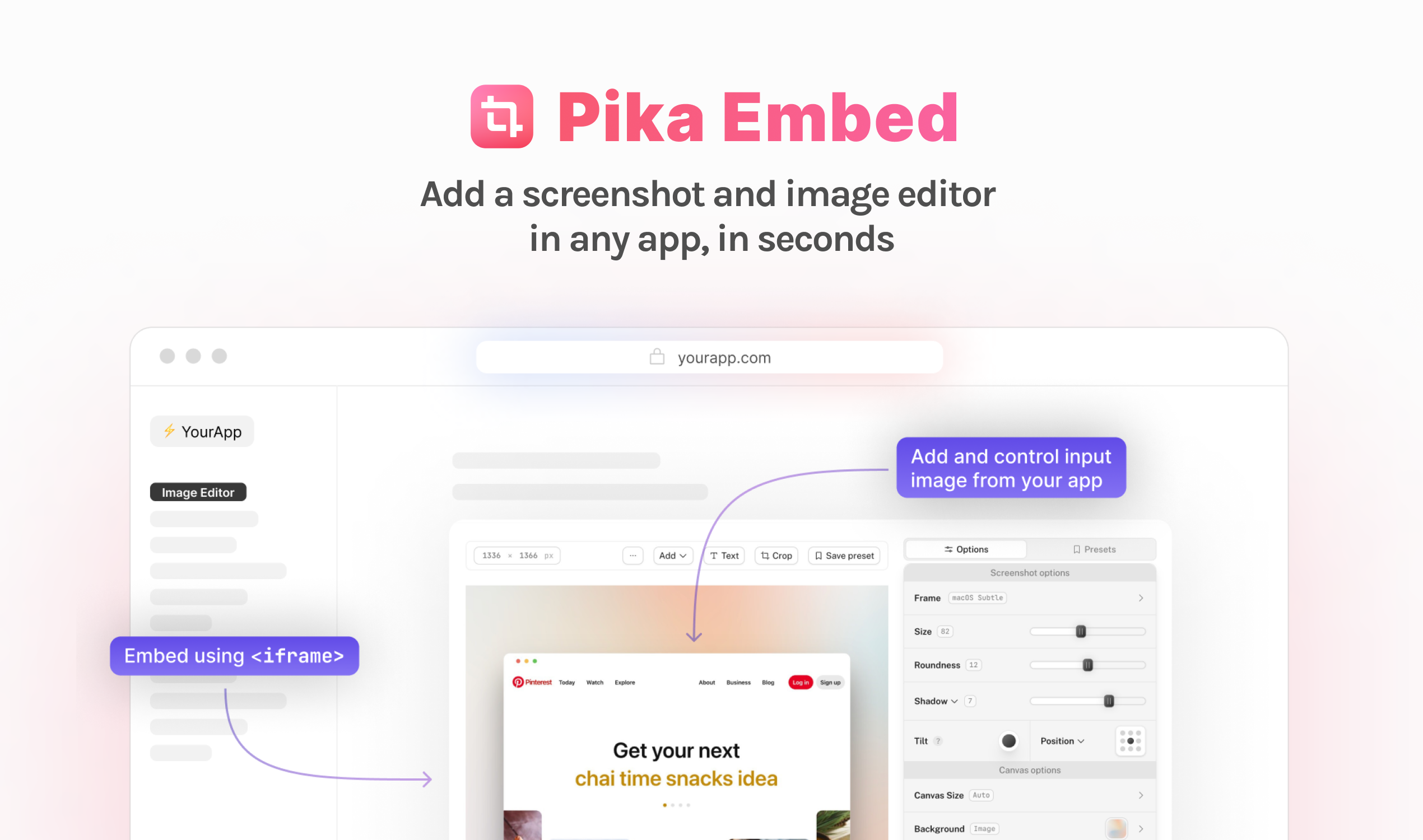 startuptile Pika Embed-Add image and screenshot editor in any app