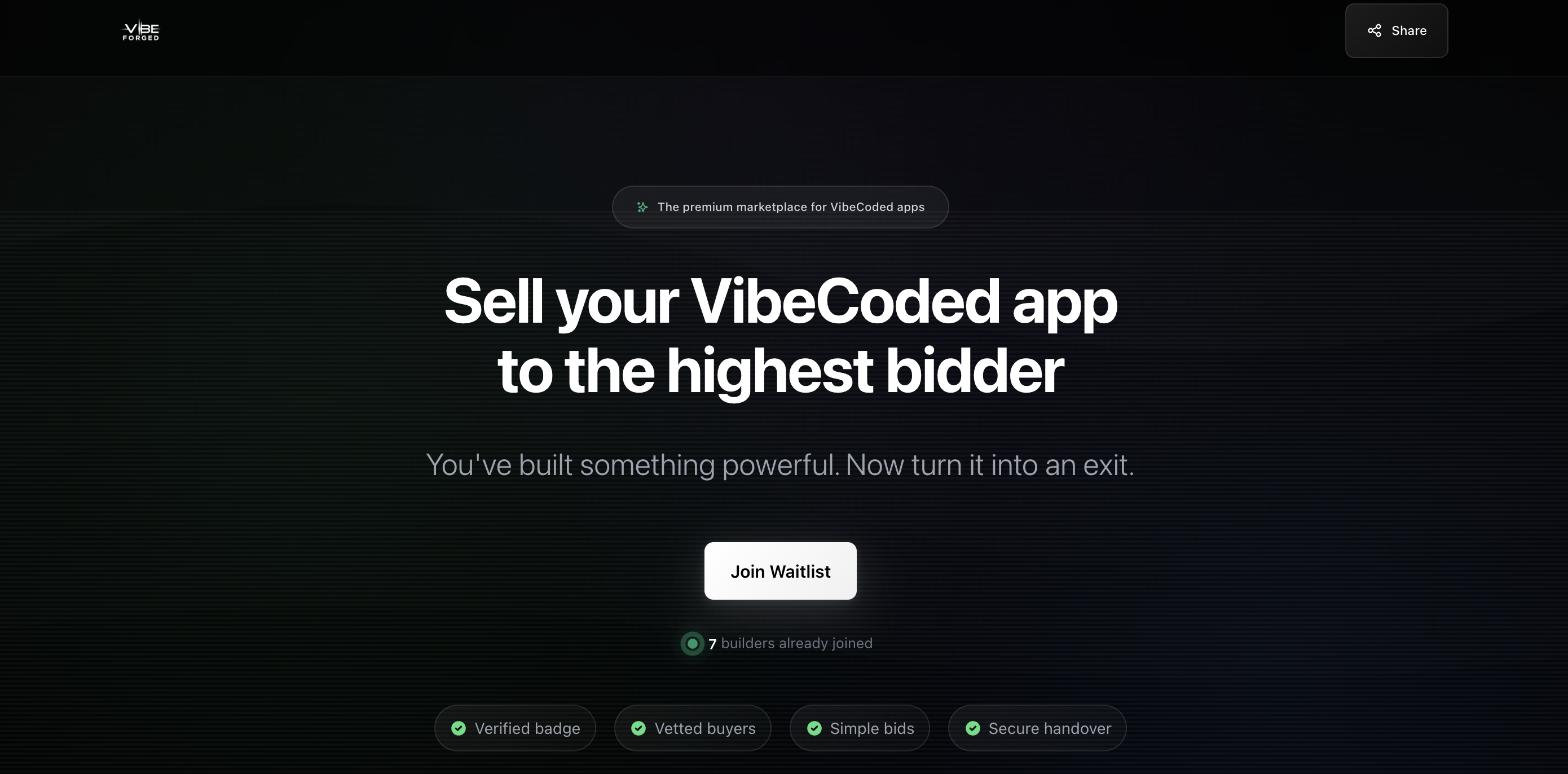 Média VibeForged - Vendez vos applications vibeccodées - Un marché premium pour les applications vibcodées 1