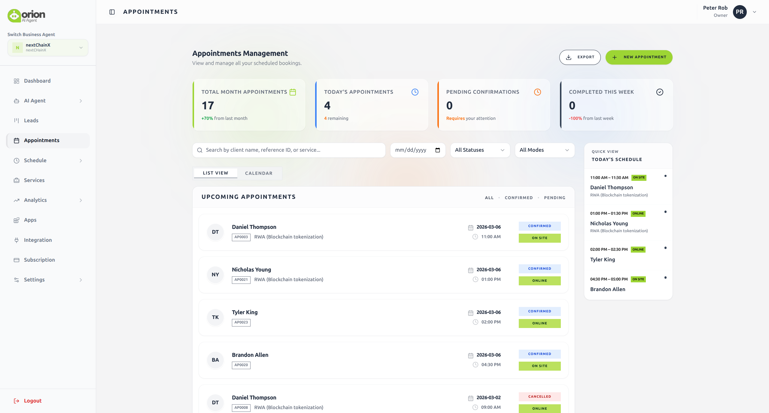 Orion AI Agent  - Screenshot 3 showing product features and functionality