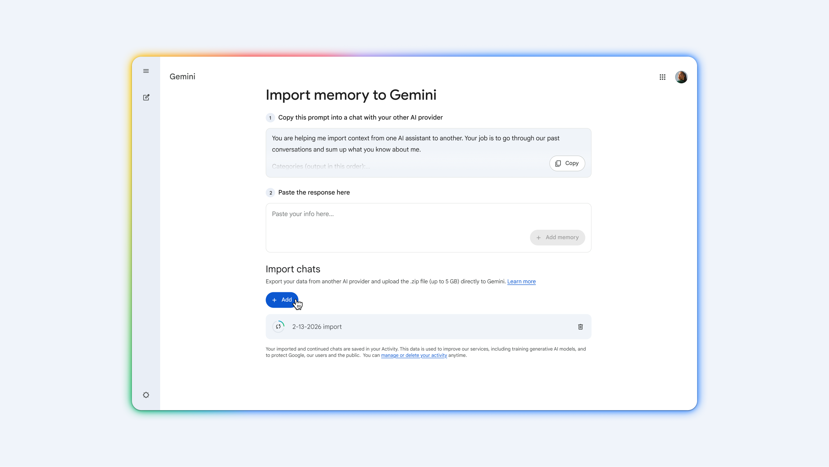 Google Gemini Memory Import gallery image