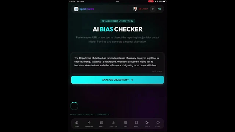 Spark News - AI Bias Checker screenshot 1 (video preview)