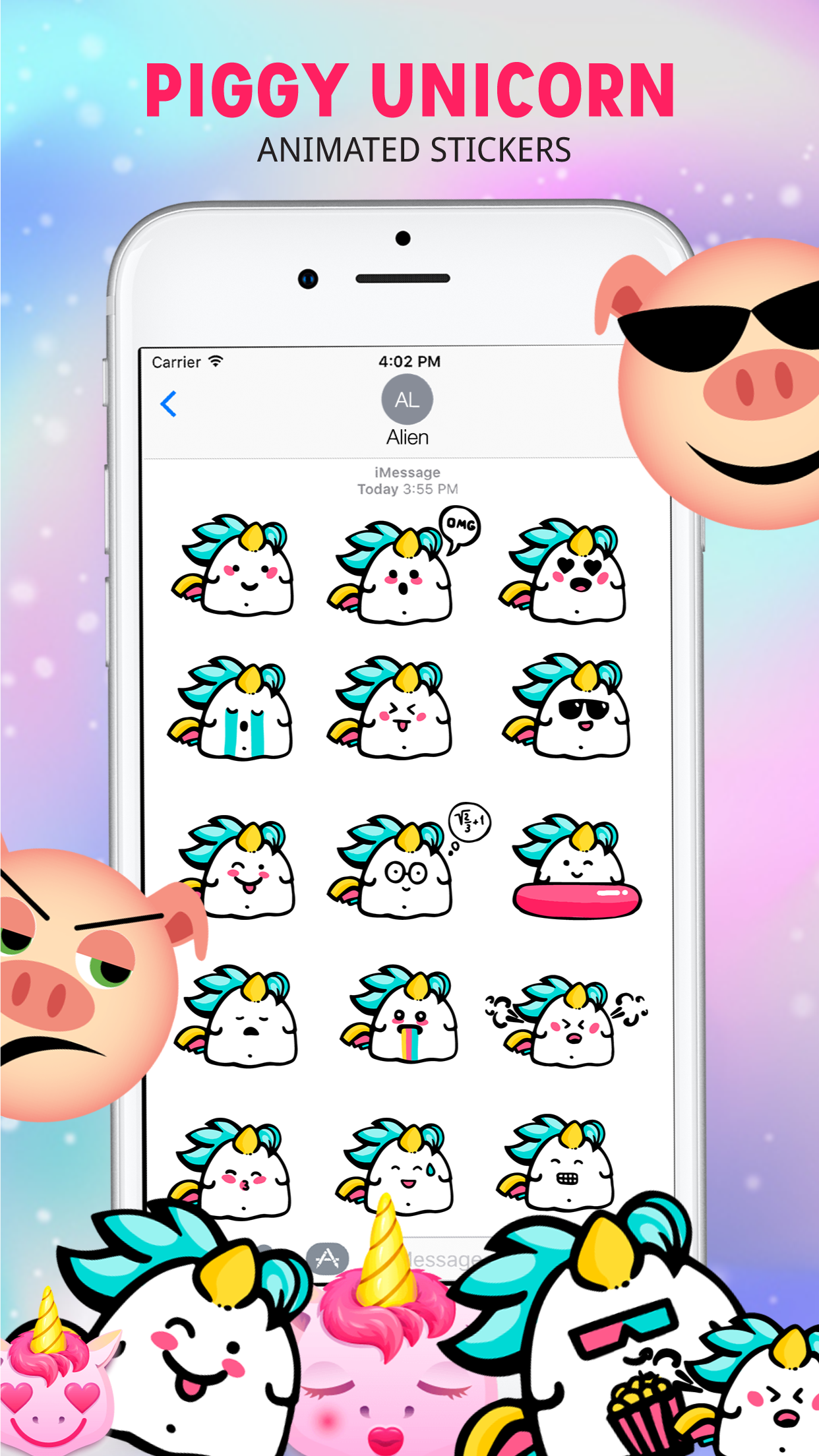 Piggy & Unicorn Animated Emojis gallery image