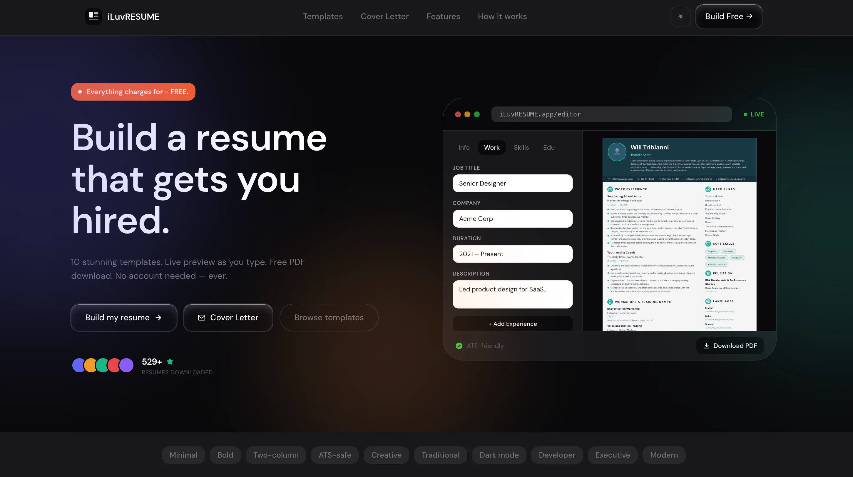 Free Online Resume Builder — iLuvRESUME gallery image