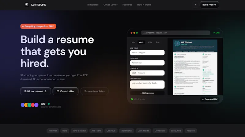 Free Online Resume Builder — iLuvRESUME screenshot 2