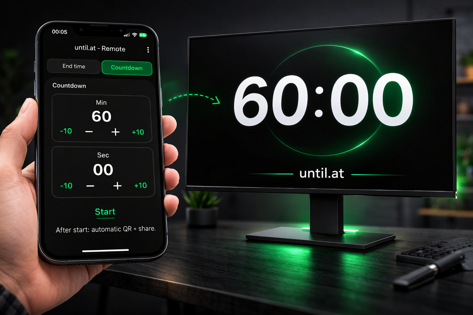 Until.at - Give remote control - Main product screenshot demonstrating key features and user interface