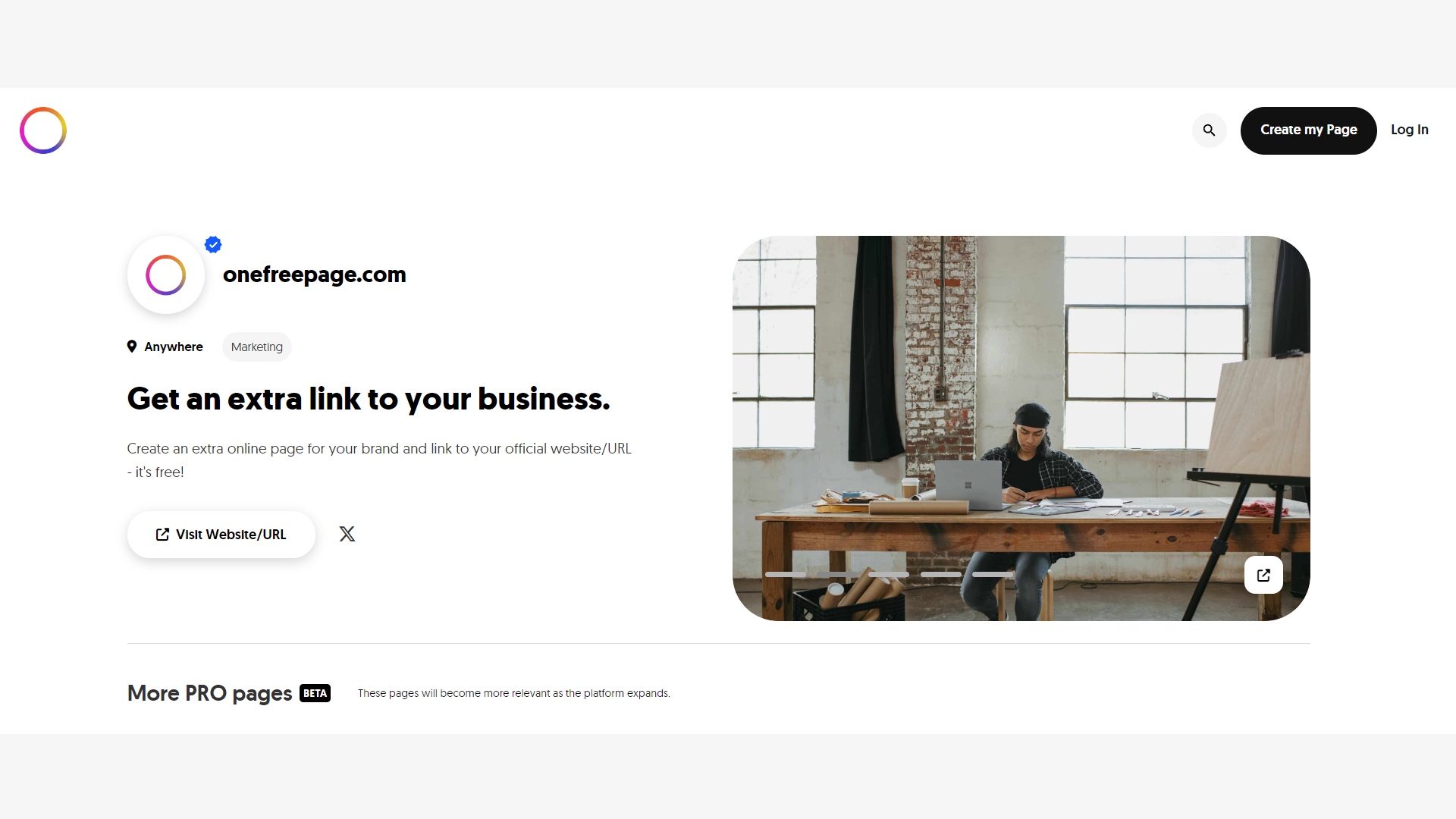 onefreepage.com - Cree la página de su marca y enlace a su sitio web/URL oficial media 3