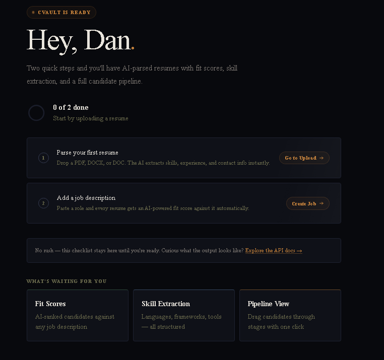 CVault AI - Screenshot 2 showing product features and functionality