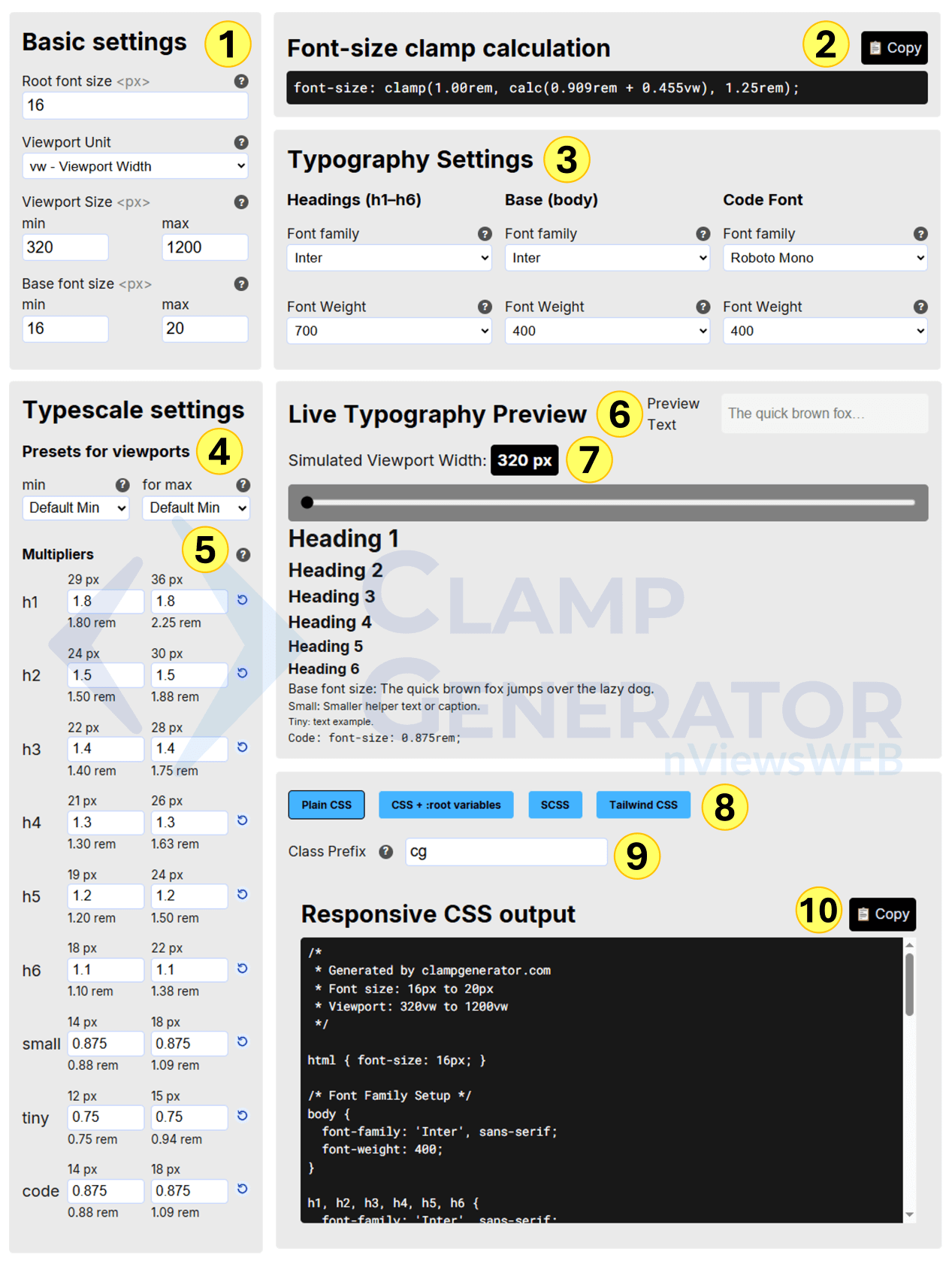 Generador de abrazadera - Ultimate CSS Clamp () Herramienta para tipografía y diseños de fluidos media 2