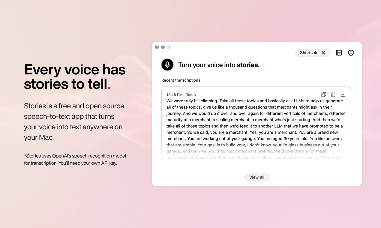 Stories - Main product screenshot demonstrating key features and user interface