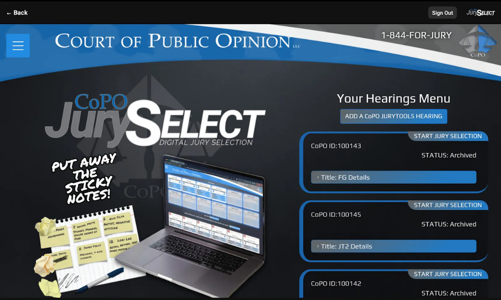 COPO JurySelect screenshot 3