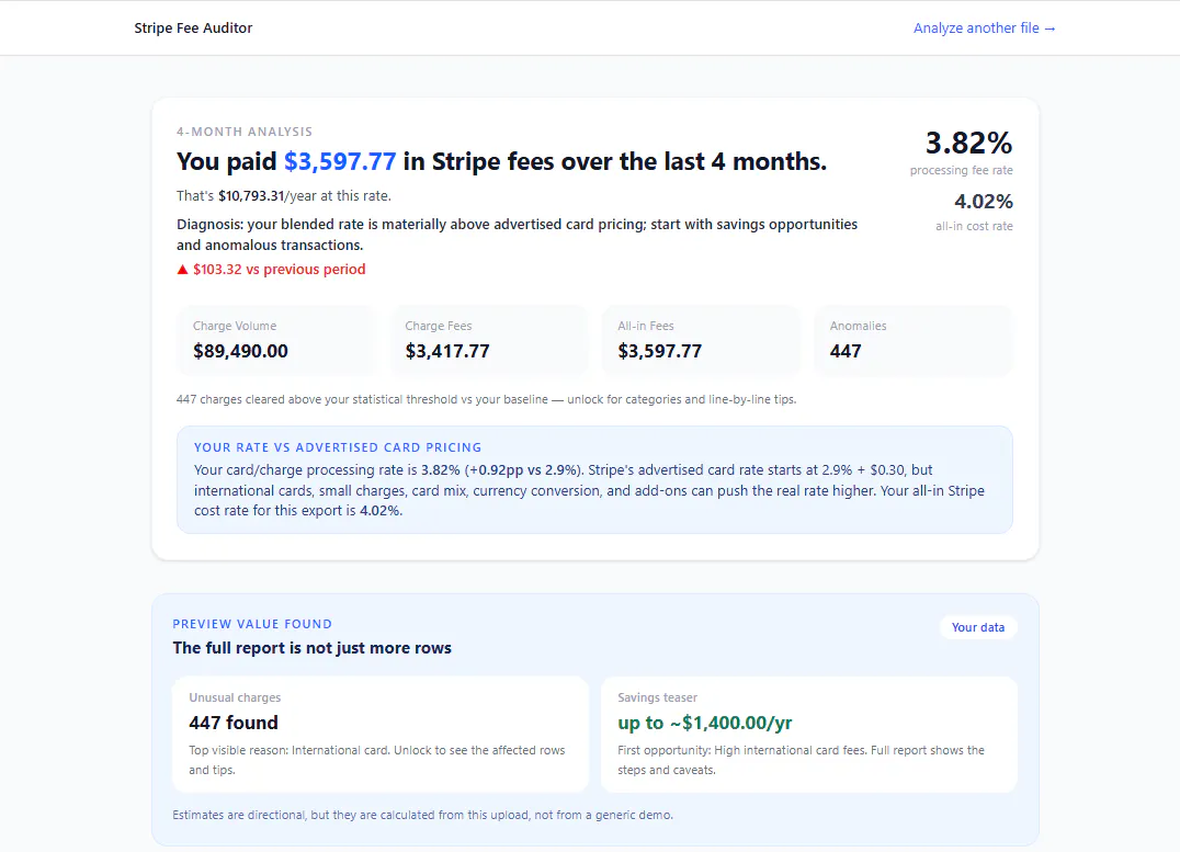 Stripe Fee Auditor gallery image