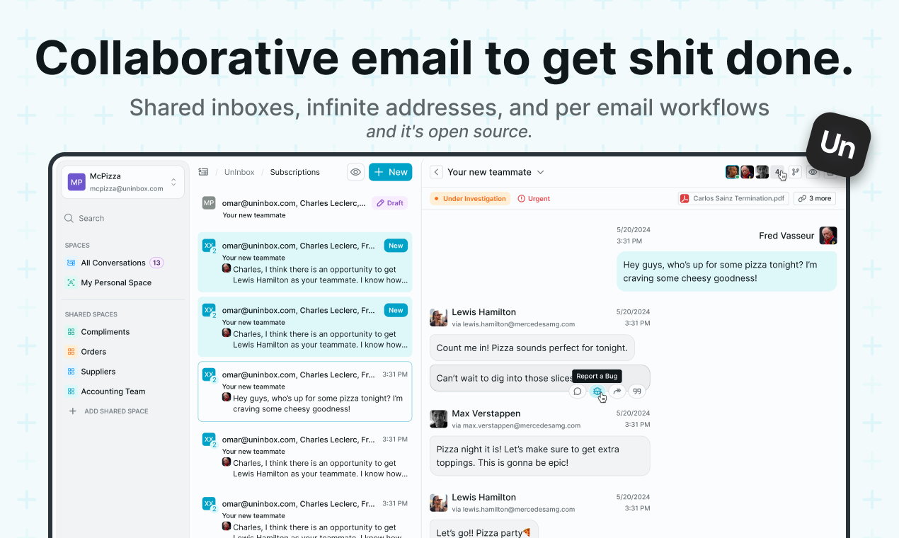 startuptile UnInbox: Spaces & Workflows-Open source collaborative email platform to get shit done