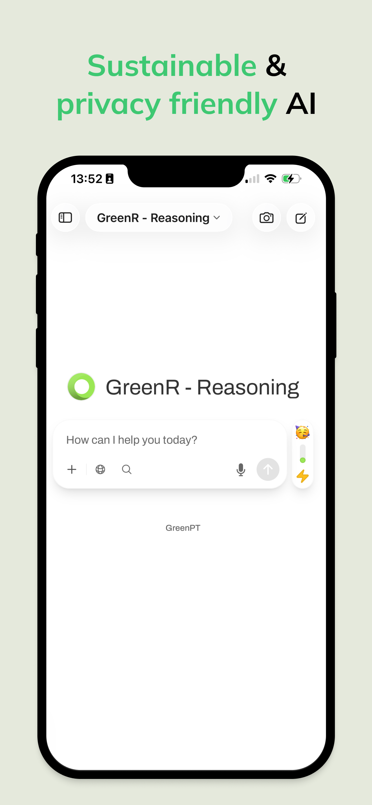 GreenPT for iOS - Main product screenshot demonstrating key features and user interface