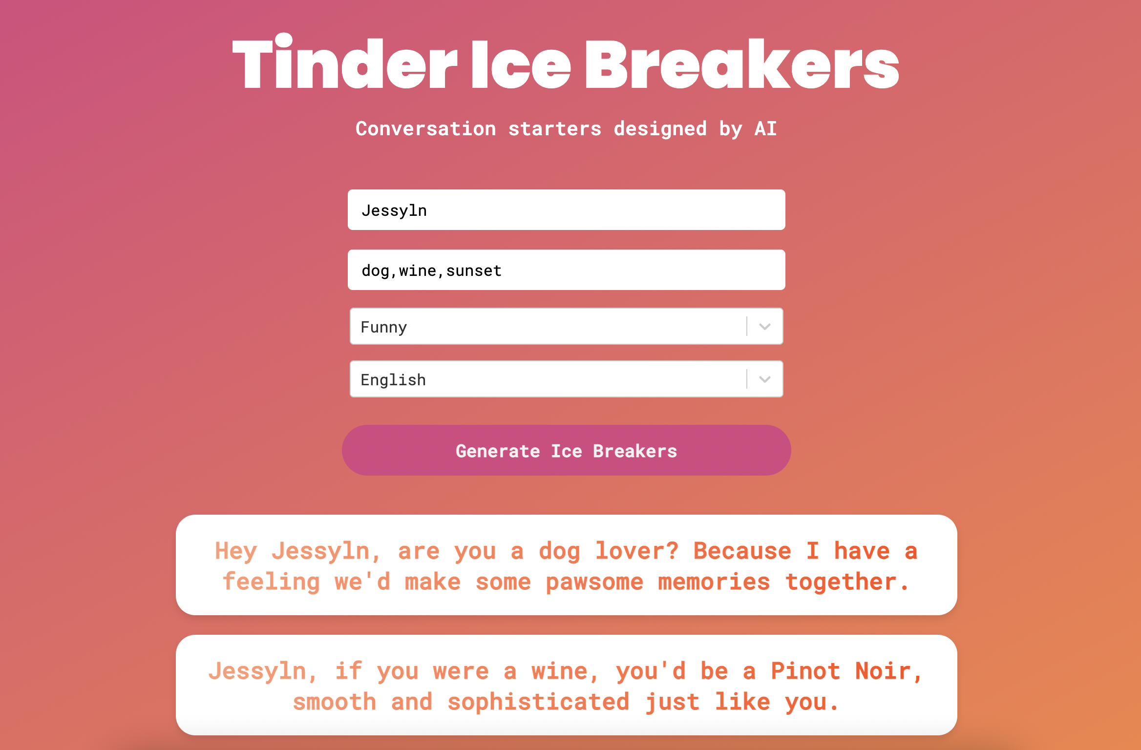 Tinder buz kırıcılar - AI tarafından tasarlanan konuşma başlatıcıları medya 1