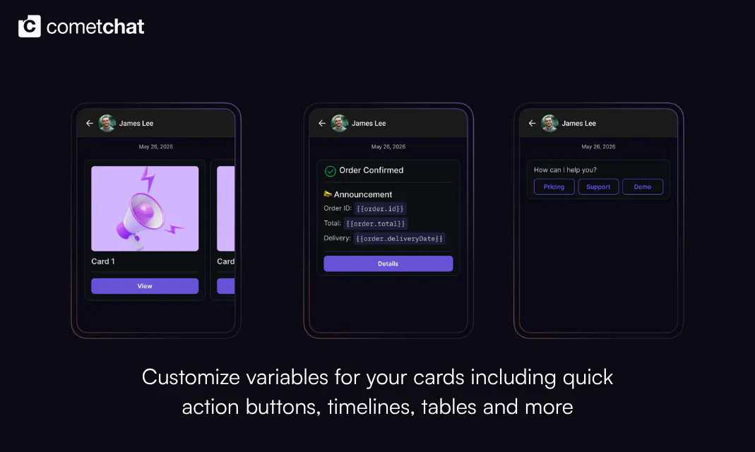 Interactive card messages for chat gallery image