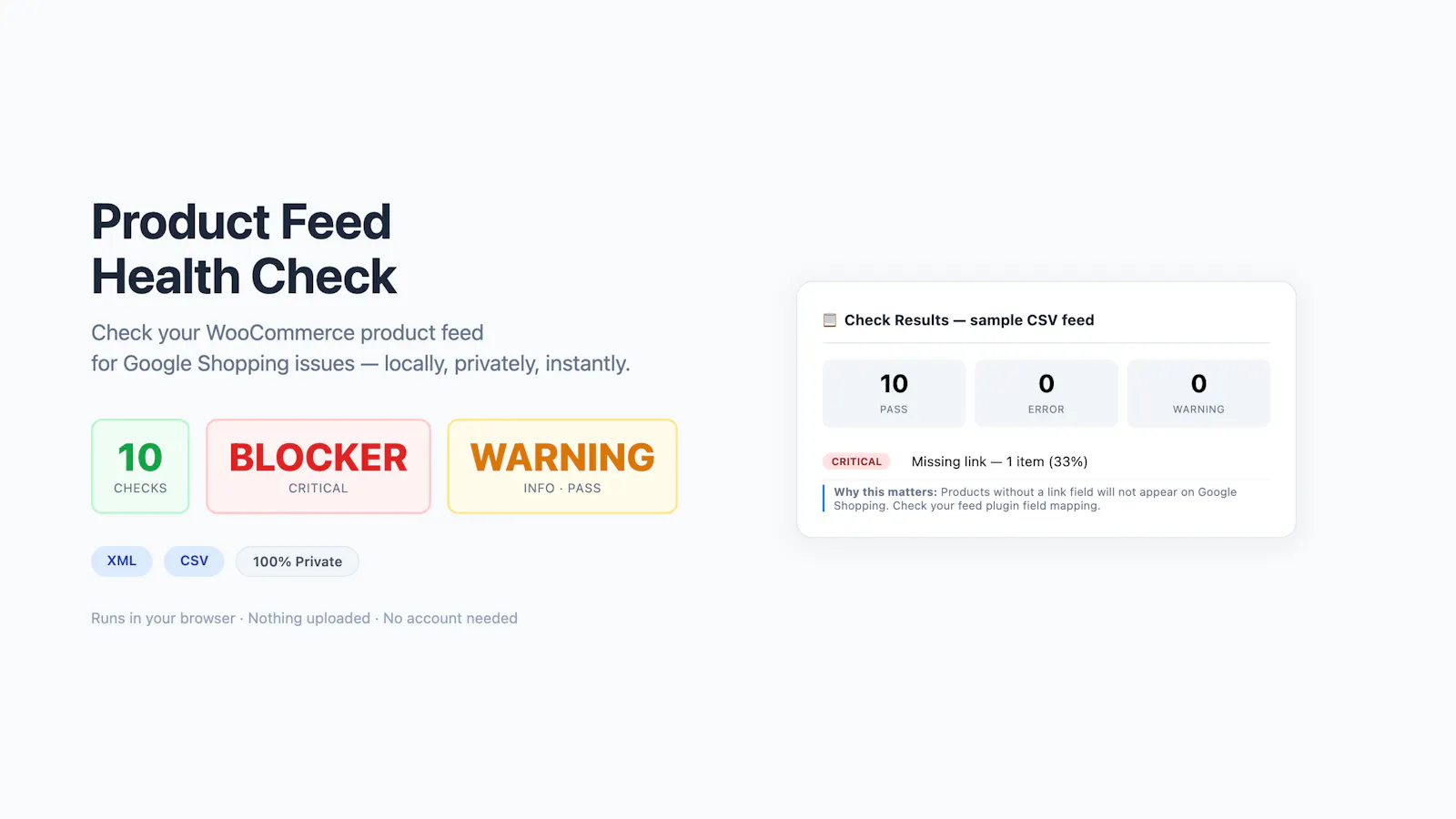 Product Feed Health Check screenshot 1