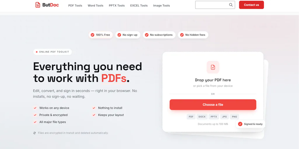ButDoc – Free PDF Editor & Signer