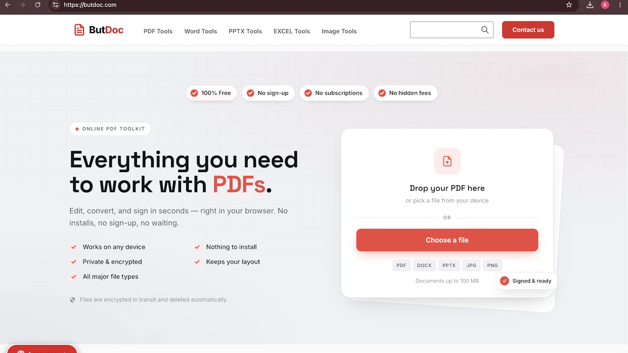 ButDoc – Free PDF Editor & Signer product