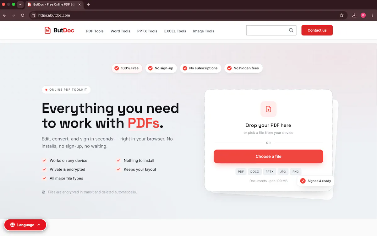 ButDoc – Free PDF Editor & Signer